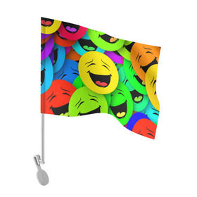 Флаг для автомобиля с принтом Эмодзи смайлы в Кировске, 100% полиэстер | Размер: 30*21 см | emoji | настроение | позитив | смайлики | смайлы | стикеры | текстура смайл | улыбки | фон смайл | эмодзи
