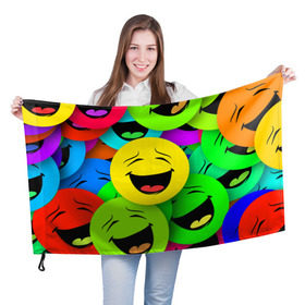 Флаг 3D с принтом Эмодзи смайлы в Кировске, 100% полиэстер | плотность ткани — 95 г/м2, размер — 67 х 109 см. Принт наносится с одной стороны | emoji | настроение | позитив | смайлики | смайлы | стикеры | текстура смайл | улыбки | фон смайл | эмодзи
