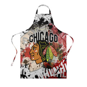 Фартук 3D с принтом Chicago Blackhawks в Кировске, 100% полиэстер | общий размер — 65 х 85 см, ширина нагрудника — 26 см, горловина — 53 см, длина завязок — 54 см, общий обхват в поясе — 173 см. Принт на завязках и на горловине наносится с двух сторон, на основной части фартука — только с внешней стороны | blackhawks | chicago | chicago blackhawks | hockey | nhl | usa | блэкхокс | нхл | спорт | сша | хоккей | чикаго | чикаго блэкхокс | шайба