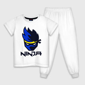 Детская пижама хлопок с принтом FORTNITE NINJA в Кировске, 100% хлопок |  брюки и футболка прямого кроя, без карманов, на брюках мягкая резинка на поясе и по низу штанин
 | fortnite | fortnite 2 | fortnite x | marshmello | ninja | ninja hyper streamer | ninja streamer | streamer | tyler blevins | маршмелло | ниндзя | фортнайт | фортнайт 2 | фортнайт глава 2