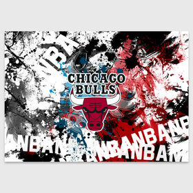 Поздравительная открытка с принтом Чикаго Буллз в Кировске, 100% бумага | плотность бумаги 280 г/м2, матовая, на обратной стороне линовка и место для марки
 | bulls | chicago | chicago bulls | nba | баскетбол | буллз | нба | чикаго | чикаго буллз