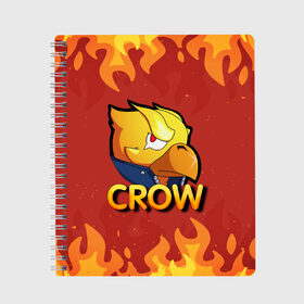 Тетрадь с принтом Crow (Brawl Stars) в Кировске, 100% бумага | 48 листов, плотность листов — 60 г/м2, плотность картонной обложки — 250 г/м2. Листы скреплены сбоку удобной пружинной спиралью. Уголки страниц и обложки скругленные. Цвет линий — светло-серый
 | brawl stars | crow | game | leon | бравл | бравл стар | бравл старс | ворон | ворона | детская | детям | игра | компьютерная игра | кров | леон | персонаж | развлечение