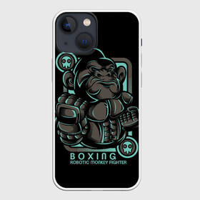 Чехол для iPhone 13 mini с принтом Gorilla fighter в Кировске,  |  | boxing | cool | fighter | fist | glove | gorilla | monkey | power | punch | robot | боец | бокс | горилла | крутая | кулак | обезьяна | перчатка | робот | сила | удар