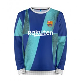 Мужской свитшот 3D с принтом Barcelona PreMatch kit в Кировске, 100% полиэстер с мягким внутренним слоем | круглый вырез горловины, мягкая резинка на манжетах и поясе, свободная посадка по фигуре | barcelona | champions | laliga | league | messi | spain | барселона | испания | лига | месси | чемпионов