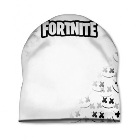 Шапка 3D с принтом FORTNITE x MARSHMELLO в Кировске, 100% полиэстер | универсальный размер, печать по всей поверхности изделия | 