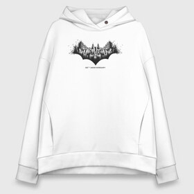 Женское худи Oversize хлопок с принтом Batman 80th Anniversary в Кировске, френч-терри — 70% хлопок, 30% полиэстер. Мягкий теплый начес внутри —100% хлопок | боковые карманы, эластичные манжеты и нижняя кромка, капюшон на магнитной кнопке | 80 | 80th | anniversary | bat man | batman | batman comics | caped crusader | dark knight | shtatbat | бетмен | брюс уэйн | бэт мен | бэтмен | тёмный рыцарь