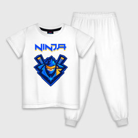 Детская пижама хлопок с принтом FORTNITE NINJA в Кировске, 100% хлопок |  брюки и футболка прямого кроя, без карманов, на брюках мягкая резинка на поясе и по низу штанин
 | fnchap2 | fortnite | fortnite 2 | fortnite x | marshmello | ninja | ninja hyper streamer | ninja streamer | streamer | tyler blevins | маршмелло | ниндзя | фортнайт | фортнайт 2 | фортнайт глава 2