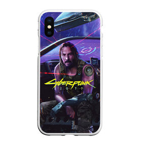 Чехол для iPhone XS Max матовый с принтом CYBERPUNK 2077 - КИАНУ в Кировске, Силикон | Область печати: задняя сторона чехла, без боковых панелей | Тематика изображения на принте: 2077 | cyber | cyberpunk | demon | glitch | keanu | logo | punk | reeves | samurai | symbol | team | trauma | глитч | демон | киану | кибер | киберпанк | клан | лого | логотип | огонь | панк | ривз | самурай | символ