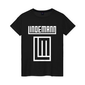 Женская футболка хлопок с принтом LINDEMANN в Кировске, 100% хлопок | прямой крой, круглый вырез горловины, длина до линии бедер, слегка спущенное плечо | lindeman | lindemann | logo | music | pain | rammstein | rock | rumstein | till | группа | линдеман | линдеманн | лого | логотип | метал | музыка | пэйн | раммштайн | рамштаин | рамштайн | рок | символ | тилль