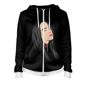 Женская толстовка 3D на молнии с принтом Billie Eilish в Кировске, 100% полиэстер | длина до линии бедра, манжеты и пояс оформлены мягкой тканевой резинкой, двухслойный капюшон со шнурком для регулировки, спереди молния, по бокам два кармана | bad | billie | boy | boys | eilish | girl | girls | music | pop | rap | sad | trend | билли | грустно | девочка | девочки | девушка | мальчик | музыка | поп | рэп | тренд | эйлиш