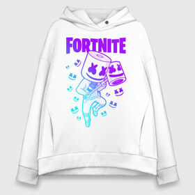 Женское худи Oversize хлопок с принтом FORTNITE MARSHMELLO в Кировске, френч-терри — 70% хлопок, 30% полиэстер. Мягкий теплый начес внутри —100% хлопок | боковые карманы, эластичные манжеты и нижняя кромка, капюшон на магнитной кнопке | chapter 2 | fortnite | marshmello | диджей | игры | маршмэллоу | молоток | фортнайт