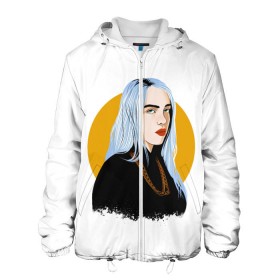 Мужская куртка 3D с принтом Billie Eilish в Кировске, ткань верха — 100% полиэстер, подклад — флис | прямой крой, подол и капюшон оформлены резинкой с фиксаторами, два кармана без застежек по бокам, один большой потайной карман на груди. Карман на груди застегивается на липучку | Тематика изображения на принте: bad | billie | boy | boys | eilish | girl | girls | music | pop | rap | sad | trend | билли | грустно | девочка | девочки | девушка | мальчик | музыка | поп | рэп | тренд | эйлиш