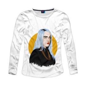 Женский лонгслив 3D с принтом Billie Eilish в Кировске, 100% полиэстер | длинные рукава, круглый вырез горловины, полуприлегающий силуэт | bad | billie | boy | boys | eilish | girl | girls | music | pop | rap | sad | trend | билли | грустно | девочка | девочки | девушка | мальчик | музыка | поп | рэп | тренд | эйлиш