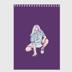 Скетчбук с принтом Billie Eilish в Кировске, 100% бумага
 | 48 листов, плотность листов — 100 г/м2, плотность картонной обложки — 250 г/м2. Листы скреплены сверху удобной пружинной спиралью | bad | billie | boy | boys | eilish | girl | girls | music | pop | rap | sad | trend | билли | грустно | девочка | девочки | девушка | мальчик | музыка | поп | рэп | тренд | эйлиш