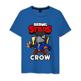 Мужская футболка хлопок с принтом BRAWL STARS CROW в Кировске, 100% хлопок | прямой крой, круглый вырез горловины, длина до линии бедер, слегка спущенное плечо. | brawl stars | brawl stars crow | brawler | crow | бравл старз | бравлер | ворон