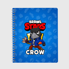 Тетрадь с принтом BRAWL STARS CROW в Кировске, 100% бумага | 48 листов, плотность листов — 60 г/м2, плотность картонной обложки — 250 г/м2. Листы скреплены сбоку удобной пружинной спиралью. Уголки страниц и обложки скругленные. Цвет линий — светло-серый
 | brawl stars | brawl stars crow | brawler | crow | бравл старз | бравлер | ворон