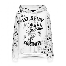 Женская толстовка 3D с принтом FORTNITE x MARSHMELLO в Кировске, 100% полиэстер  | двухслойный капюшон со шнурком для регулировки, мягкие манжеты на рукавах и по низу толстовки, спереди карман-кенгуру с мягким внутренним слоем. | fortnite | fortnite 2 | fortnite x | marshmello | ninja | ninja hyper streamer | ninja streamer | streamer | tyler blevins | маршмелло | ниндзя | фортнайт | фортнайт 2 | фортнайт глава 2