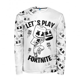 Мужской лонгслив 3D с принтом FORTNITE x MARSHMELLO в Кировске, 100% полиэстер | длинные рукава, круглый вырез горловины, полуприлегающий силуэт | fortnite | fortnite 2 | fortnite x | marshmello | ninja | ninja hyper streamer | ninja streamer | streamer | tyler blevins | маршмелло | ниндзя | фортнайт | фортнайт 2 | фортнайт глава 2