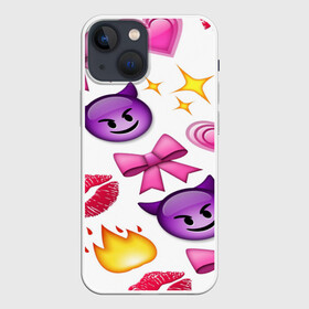 Чехол для iPhone 13 mini с принтом ПОЗИТИВ в Кировске,  |  | emoji | настроение | позитив | смайлики | смайлы | стикеры | текстура смайл | улыбки | фон смайл | эмодзи
