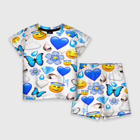 Детский костюм с шортами 3D с принтом Смайлики в Кировске,  |  | emoji | настроение | позитив | смайлики | смайлы | стикеры | текстура смайл | улыбки | фон смайл | эмодзи