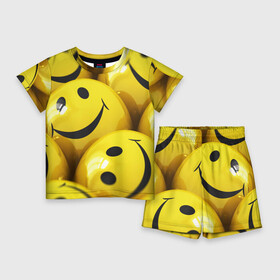 Детский костюм с шортами 3D с принтом YELLOW SMILE в Кировске,  |  | Тематика изображения на принте: emoji | настроение | позитив | смайлики | смайлы | стикеры | текстура смайл | улыбки | фон смайл | эмодзи