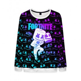 Мужской свитшот 3D с принтом FORTNITE MARSHMELLO в Кировске, 100% полиэстер с мягким внутренним слоем | круглый вырез горловины, мягкая резинка на манжетах и поясе, свободная посадка по фигуре | fnchap2 | fortnite | fortnite 2 | fortnite x | marshmello | ninja | ninja hyper streamer | ninja streamer | streamer | tyler blevins | маршмелло | ниндзя | фортнайт | фортнайт 2 | фортнайт глава 2