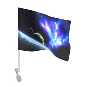 Флаг для автомобиля с принтом ЗЕМЛЯ в Кировске, 100% полиэстер | Размер: 30*21 см | galaxy | nebula | space | star | абстракция | вселенная | галактика | звезда | звезды | космический | планеты