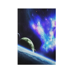 Обложка для паспорта матовая кожа с принтом ЗЕМЛЯ в Кировске, натуральная матовая кожа | размер 19,3 х 13,7 см; прозрачные пластиковые крепления | galaxy | nebula | space | star | абстракция | вселенная | галактика | звезда | звезды | космический | планеты