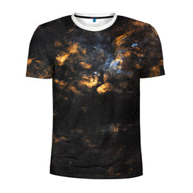Мужская футболка 3D спортивная с принтом Космическое небо в Кировске, 100% полиэстер с улучшенными характеристиками | приталенный силуэт, круглая горловина, широкие плечи, сужается к линии бедра | Тематика изображения на принте: galaxy | nebula | space | star | абстракция | вселенная | галактика | звезда | звезды | космический | планеты