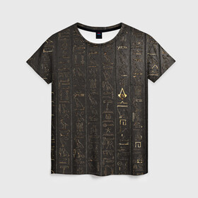 Женская футболка 3D с принтом Egypt Hieroglyphs в Кировске, 100% полиэфир ( синтетическое хлопкоподобное полотно) | прямой крой, круглый вырез горловины, длина до линии бедер | egypt | symbol | египет | знаки | иероглифы | надпись | символы