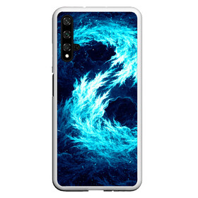 Чехол для Honor 20 с принтом Abstract fractal blue flame в Кировске, Силикон | Область печати: задняя сторона чехла, без боковых панелей | abstract | colors | dark | flame | fractal | space | абстракция | космос | краски | огонь | пламя | тёмный | фрактал