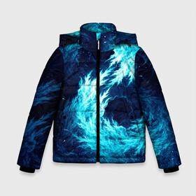 Зимняя куртка для мальчиков 3D с принтом Abstract fractal blue flame в Кировске, ткань верха — 100% полиэстер; подклад — 100% полиэстер, утеплитель — 100% полиэстер | длина ниже бедра, удлиненная спинка, воротник стойка и отстегивающийся капюшон. Есть боковые карманы с листочкой на кнопках, утяжки по низу изделия и внутренний карман на молнии. 

Предусмотрены светоотражающий принт на спинке, радужный светоотражающий элемент на пуллере молнии и на резинке для утяжки | abstract | colors | dark | flame | fractal | space | абстракция | космос | краски | огонь | пламя | тёмный | фрактал