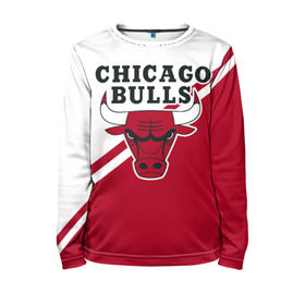 Детский лонгслив 3D с принтом Chicago Bulls Red-White в Кировске, 100% полиэстер | длинные рукава, круглый вырез горловины, полуприлегающий силуэт
 | bulls | chicago | chicago bulls | nba | баскетбол | буллз | нба | чикаго | чикаго буллз