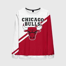 Мужской свитшот 3D с принтом Chicago Bulls Red-White в Кировске, 100% полиэстер с мягким внутренним слоем | круглый вырез горловины, мягкая резинка на манжетах и поясе, свободная посадка по фигуре | bulls | chicago | chicago bulls | nba | баскетбол | буллз | нба | чикаго | чикаго буллз