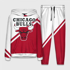Женский костюм 3D (с толстовкой) с принтом Chicago Bulls Red White в Кировске,  |  | bulls | chicago | chicago bulls | nba | баскетбол | буллз | нба | чикаго | чикаго буллз