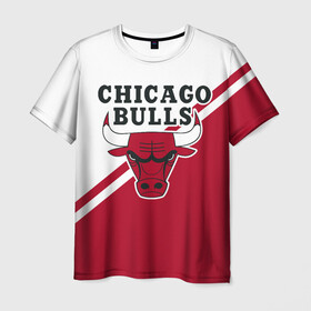 Мужская футболка 3D с принтом Chicago Bulls Red-White в Кировске, 100% полиэфир | прямой крой, круглый вырез горловины, длина до линии бедер | bulls | chicago | chicago bulls | nba | баскетбол | буллз | нба | чикаго | чикаго буллз