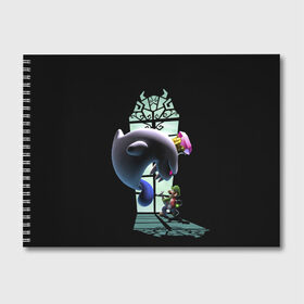 Альбом для рисования с принтом Luigis Mansion в Кировске, 100% бумага
 | матовая бумага, плотность 200 мг. | game | luigis mansion | mario | nintendo | видеоигра | игра | луиджи | марио | привидение | призрак