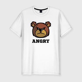 Мужская футболка хлопок Slim с принтом Злой мишка ANGRY TEDDY в Кировске, 92% хлопок, 8% лайкра | приталенный силуэт, круглый вырез ворота, длина до линии бедра, короткий рукав | дикий | злой | мишка | стиль | тедди