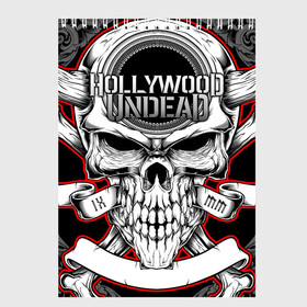 Скетчбук с принтом Hollywood Undead в Кировске, 100% бумага
 | 48 листов, плотность листов — 100 г/м2, плотность картонной обложки — 250 г/м2. Листы скреплены сверху удобной пружинной спиралью | Тематика изображения на принте: been | bloody nose | california | hell | lyrics | music | octone | official | psalms | records | rock | song | to | vevo | video | кранккор | метал | рэп рок | электроник