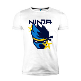 Мужская футболка премиум с принтом FORTNITE NINJA в Кировске, 92% хлопок, 8% лайкра | приталенный силуэт, круглый вырез ворота, длина до линии бедра, короткий рукав | chapter 2 | fortnite | fortnite ninja | ninja | игры | ниндзя | нинзя | сюрекен | фортнайт