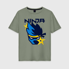Женская футболка хлопок Oversize с принтом FORTNITE NINJA в Кировске, 100% хлопок | свободный крой, круглый ворот, спущенный рукав, длина до линии бедер
 | chapter 2 | fortnite | fortnite ninja | ninja | игры | ниндзя | нинзя | сюрекен | фортнайт