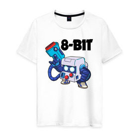 Мужская футболка хлопок с принтом BRAWL STARS 8-BIT в Кировске, 100% хлопок | прямой крой, круглый вырез горловины, длина до линии бедер, слегка спущенное плечо. | 