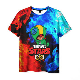 Мужская футболка 3D с принтом BRAWL STARS LEON в Кировске, 100% полиэфир | прямой крой, круглый вырез горловины, длина до линии бедер | android | brawl stars | games | leon | mobile | stars | игры | леон | мобильные игры