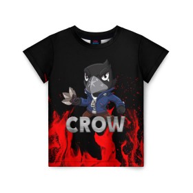 Детская футболка 3D с принтом Brawl Stars CROW в Кировске, 100% гипоаллергенный полиэфир | прямой крой, круглый вырез горловины, длина до линии бедер, чуть спущенное плечо, ткань немного тянется | brawl | brawl stars | crow | leon | stars | бравл | бравл старс | браво старс | ворон | ворона | игра | компьютерная | кров | леон | онлайн | старс