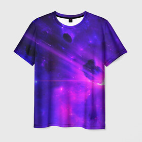 Мужская футболка 3D с принтом Метеориты в Кировске, 100% полиэфир | прямой крой, круглый вырез горловины, длина до линии бедер | galaxy | nasa | nebula | space | star | абстракция | вселенная | галактика | звезда | звезды | космический | наса | огонь | планеты