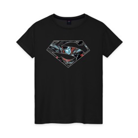 Женская футболка хлопок с принтом Superman в Кировске, 100% хлопок | прямой крой, круглый вырез горловины, длина до линии бедер, слегка спущенное плечо | clark kent | superman | кларк кент | супермен | супермэн