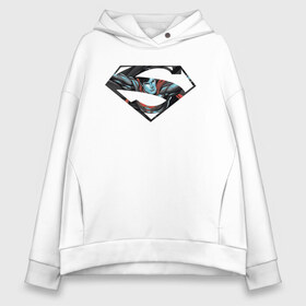 Женское худи Oversize хлопок с принтом Superman в Кировске, френч-терри — 70% хлопок, 30% полиэстер. Мягкий теплый начес внутри —100% хлопок | боковые карманы, эластичные манжеты и нижняя кромка, капюшон на магнитной кнопке | clark kent | superman | кларк кент | супермен | супермэн