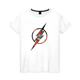Женская футболка хлопок с принтом Flash в Кировске, 100% хлопок | прямой крой, круглый вырез горловины, длина до линии бедер, слегка спущенное плечо | barry allen | flash | shtatflash | барри аллен | флеш | флэш