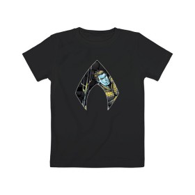 Детская футболка хлопок с принтом Aquaman в Кировске, 100% хлопок | круглый вырез горловины, полуприлегающий силуэт, длина до линии бедер | Тематика изображения на принте: aquaman | arthur curry | dc | dc comics | shtatjl | аквамен | артур карри
