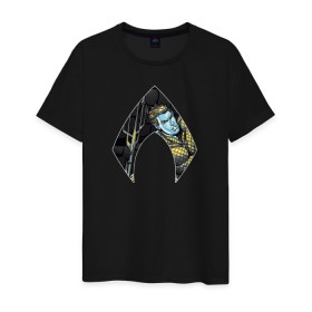 Мужская футболка хлопок с принтом Aquaman в Кировске, 100% хлопок | прямой крой, круглый вырез горловины, длина до линии бедер, слегка спущенное плечо. | aquaman | arthur curry | dc | dc comics | shtatjl | аквамен | артур карри